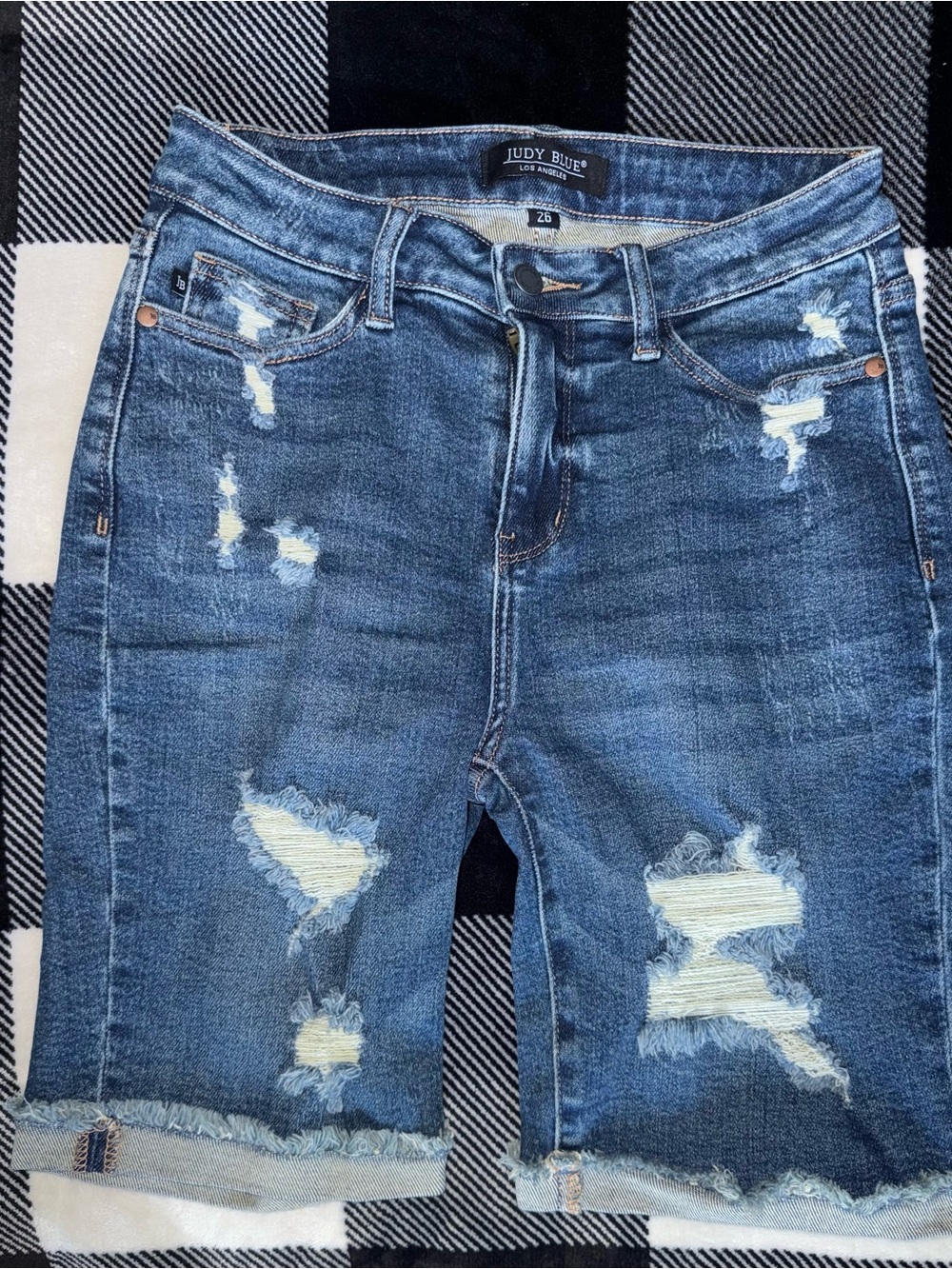 Judy Blue Blue Distressed Denim Bermuda Shorts